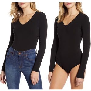 Women's Black V-Neck Bodysuit